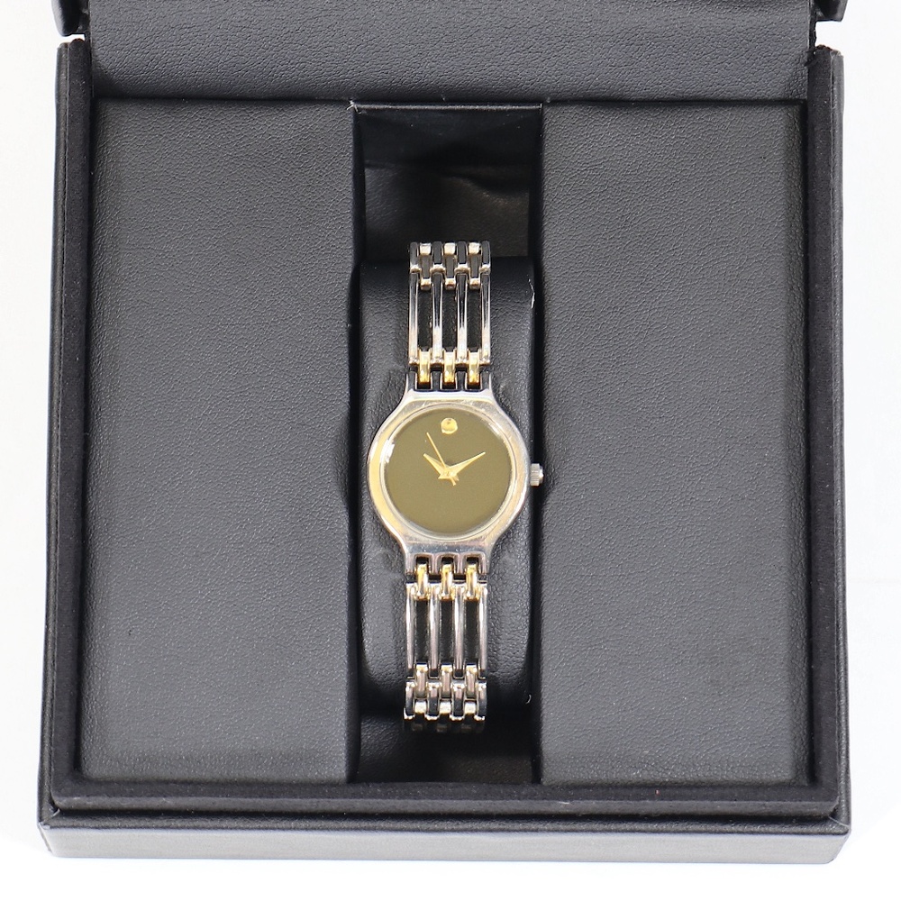 Movado Esperanza two-tone round black dial ladies quartz watch - Picture 5 of 12